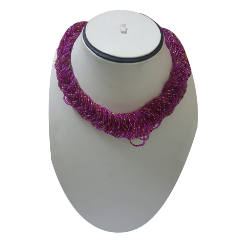 Purple Glass Seeds Beaded Spring Necklace