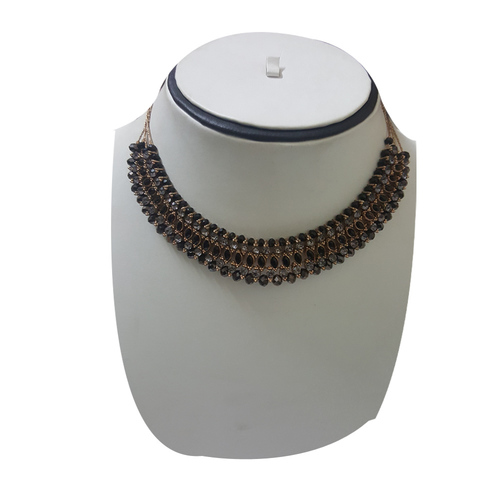 Black Glass Beads Choker Necklace