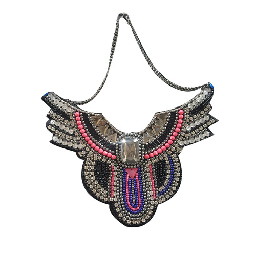 Silver Glass Seed Beaded Choker Necklace