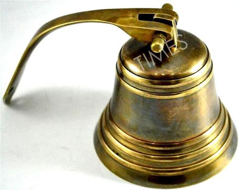 Antique Brass Ship Bell - Brass, 12cm Diameter, 15cm Height, Polished Finish | Durable Brass, Handicraft, Nautical Decor