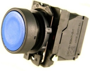 Push Button - Blue Actuator, Spring Return Flush, No Contacts | Shock Resistant, Vibration Resistant, EMC Protection, Secure Mounting