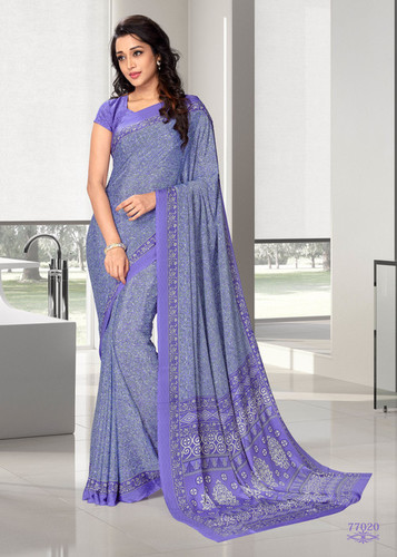Purple And Grey Uniform Sarees