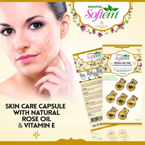 Natural Rose Oil Skin Care Capsule with Vitamin E