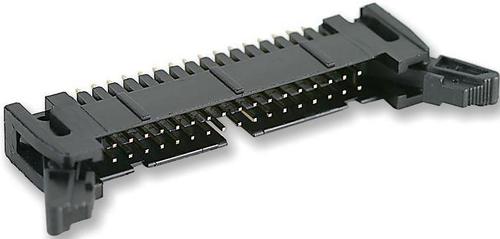 HEADER, STRAIGHT, S/LATCH, 34WAY - Brass, 2.54mm Pitch, Black, 34 Contacts, 2 Rows, Through Hole Vertical, Gold Plated, 1A Rating | Operating Temp -55 to 105 C, UL94V-0 Flammability