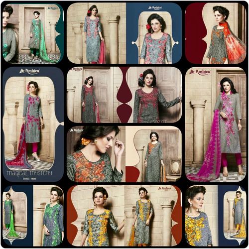 Cotton embroidary suits with siffon dupatta