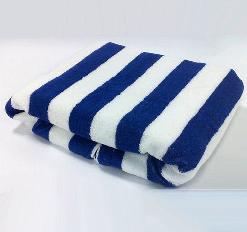 White & Blue Stripe Pool Towel