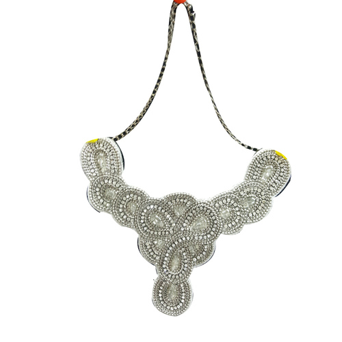 Silver Glass Beaded Hand Embroidery Necklace