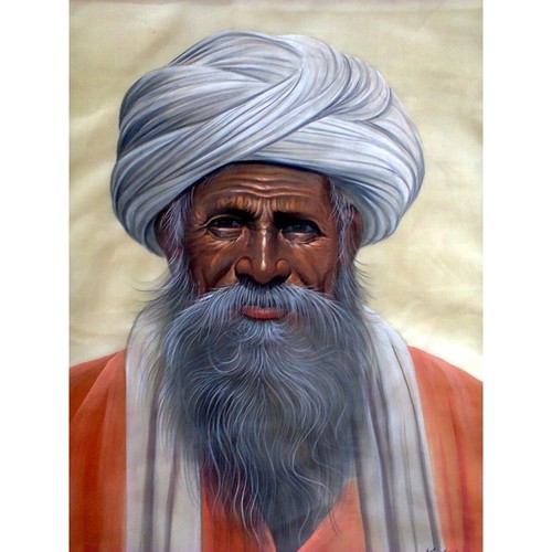White Turban Man Painting