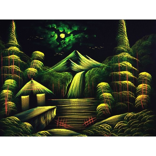 Green colour landscape painting