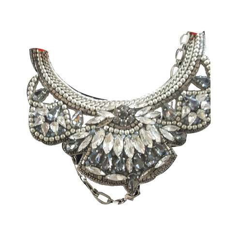 White Stone Beaded Choker Necklace