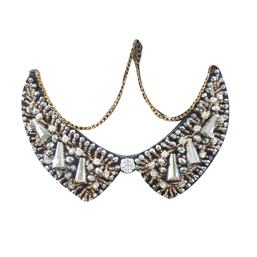 Silver Glass Beaded With Short Chain Necklace