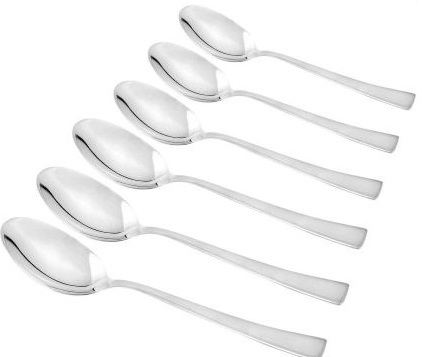 Table Spoon Set - Stainless Steel, 6 Pieces, Model Artic | High Gloss Finish, Extremely Durable, Resistant to Breakage, Cracking, and Melting