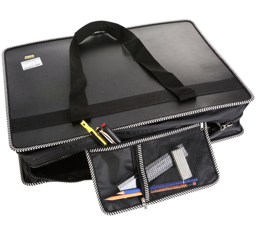 Designer Portfolio Bag - Polycover A1 Size Black, Double Zipper Pouch, Water Resistant, Shoulder Strap