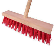 Hard Broom - Sturdy Synthetic Bristles, Durable Plastic Handle | Ideal for Indoor and Outdoor Cleaning, Ergonomic Grip for Comfort