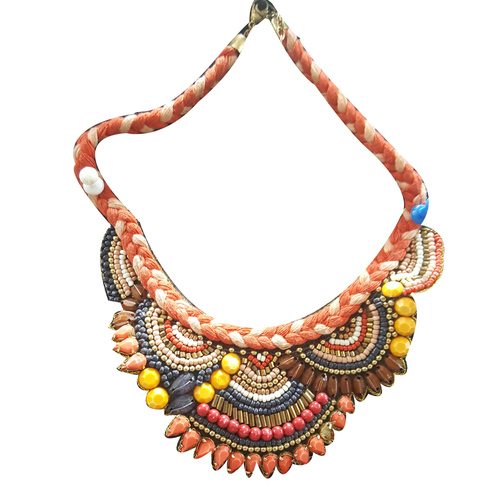 Orange Stone Beaded Choker Necklace