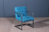 Industrial Style Blue And Metal Armchair Length: 30 Inch Inch (in)