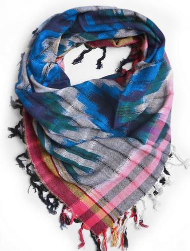 EKKAT SCARVES - 100% Viscose 90x90cm Blue, Soft Fabric, Stylish Design, Fringed Edges