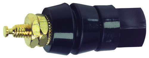 BINDING POST, #10-32, STUD, BLACK - Brass Material, Gold Plated Contacts | Panel Mount Connector, Black Color, Weighs 0.01633 Kg