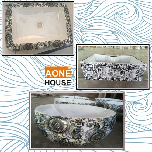 Multi Sticker Design Table Top Wash Basin