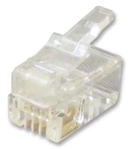 MODULAR, PLUG, IDC, RJ11, FLAT, 4P4C - Gold Plated Phosphor Bronze, IDC Termination, 4 Contacts, Operating Temp -40 to 125 C | Weight 0.000676 Kg, 1A Current Rating, 150V Voltage Rating
