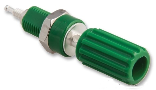Binding Post - Brass Material, 5/16-32 Size, Green Color | 15A Rating, Silver Plating, Panel Mount