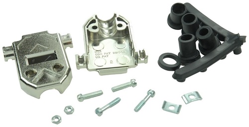 D SUB COVER - ABS Material, Size DA, Black Color, 15 Positions, D Sub Shell Size: DA, Cable Exit Angle: 180 | Weight 20.412 Grams