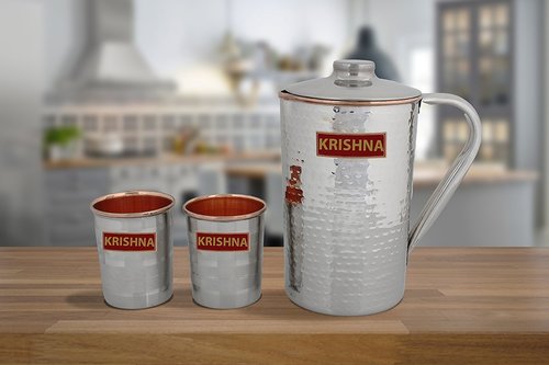 Copper-Ware Copper Steel Pitcher & Glass Set