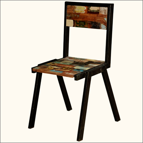 Handmade Reclaimed Wood Reclined Backrest Chair