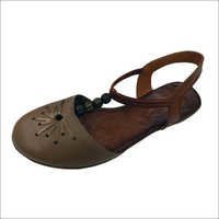 Ladies Leather Flat Sandals - Leather, Various Sizes, Brown Color | Lightweight, Skin-friendly, Stylish Design, Elegant Look, Ankle Strap Closure