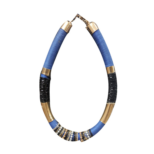 Black Glass Beaded Spring Necklace