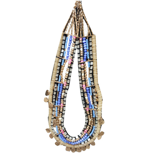 Blue Glass Seed Beaded Long Necklace - Glass Beads 40-45 cm, Blue | Handmade, Elegant, Durable, Versatile Style