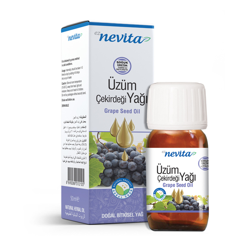 Grape Oil - Glass Bottle 50ml Amber, Dropper | High Antioxidant, Skin Elasticity, Blood Flow Boost, Anti-Aging, Blood Vessel Health