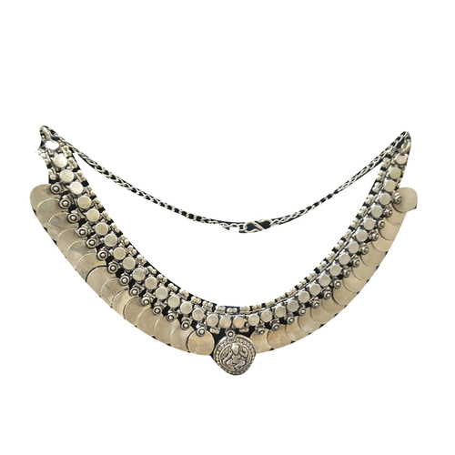 Gold Metal Coins With Silver Metal Necklace