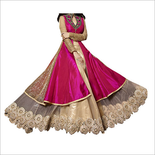 Pink And Golden Designer Ladies Wear