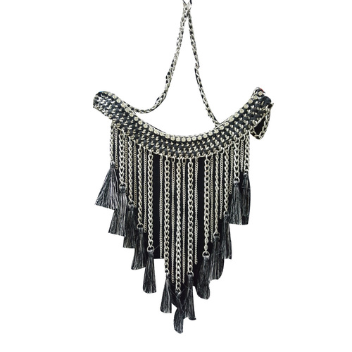 Silver Metal Beaded With Metal Chain Tussle Necklace Gender: Women