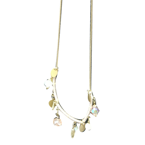 Gold Long Chain With Stone Beads Necklace