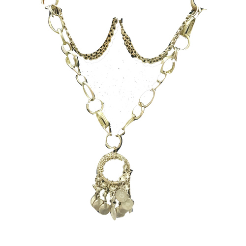 Gold Metal Beaded With Coins Necklace