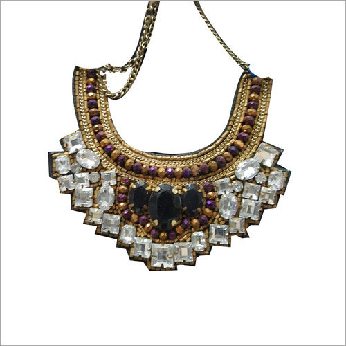 Gold Metal Chain Beaded With Stone Beaded Necklace