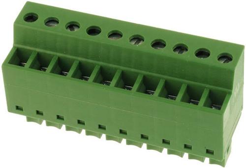 Terminal Block Pluggable - 10 Position, 24-14 AWG Wire Size, Green | 3.81mm Pitch, Lightweight 11.34g