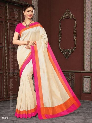 Plain Weaving Cotton Silk Saree