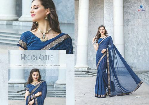 Blue Chiffon Saree