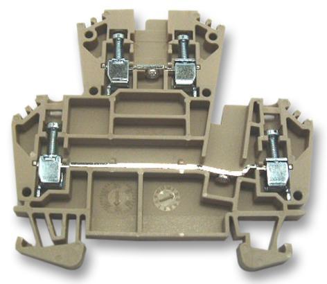 TERMINAL BLOCK DIN RAIL - Phosphor Bronze, 4 Positions, 67.5x6mm, Beige-Grey, 600V, 30A Rated Current, Screw Connection | Compact Design, Lightweight 15g
