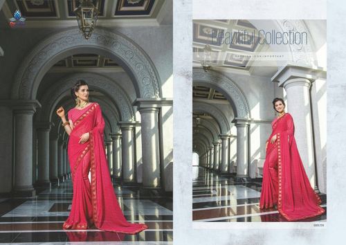 Chiffon Pink Saree
