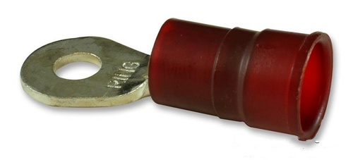 Terminal - Nylon Insulator, #10 Stud Size, Red Color | 8AWG Wire Size, 3.506 Grams Weight