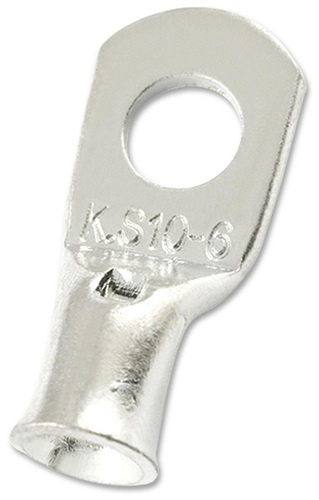 COPPER TUBULAR LUG - 5.3MM, 8AWG Compression Terminal, M5 Stud Size, Non-Insulated, 10mm Conductor Area, Weight 0.004899 Kg