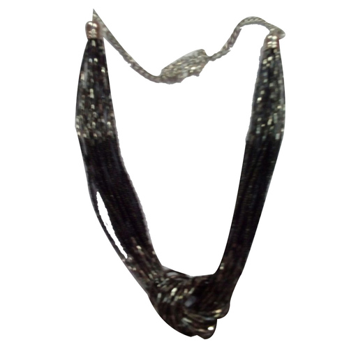 Black Glass Seed Beads Handcrafted Necklace