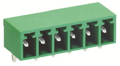 TERMINAL BLOCK HEADER - Right Angle, 12 Position, 3.81mm Pitch, 300V, 12A | Weight: 5.444 Grams, Through Hole Orientation, Model No. MCTE-03B12