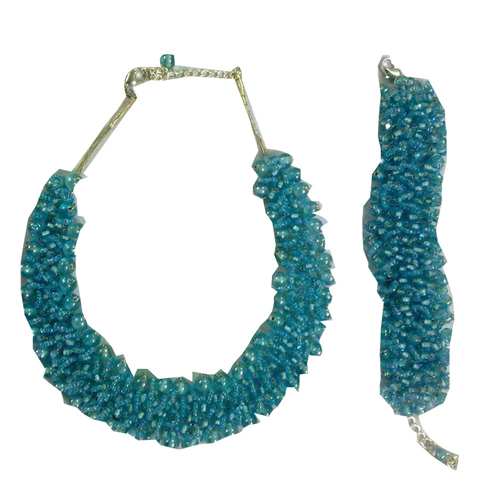 Beads Work Green Glass Beaded Necklace With Bracelet Set