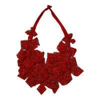 Red Glass Seed Bead Work Choker Necklace