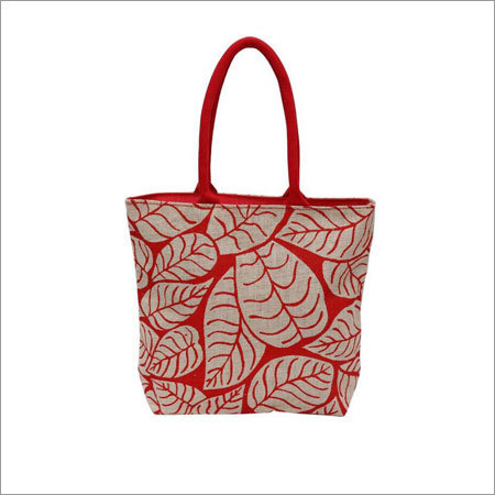 Fancy Jute Ladies Bag - Jute, 12x10x5 Inches, Red | Stylish Design, Spacious Interior, Comfortable Handles